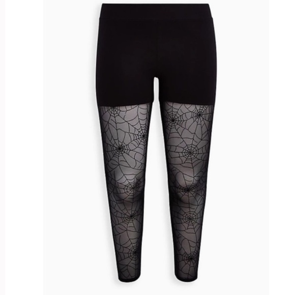 Torrid Women’s Black Full Length Signature Waist Flocked Spiderweb Legging Sz 00 - Picture 4 of 12